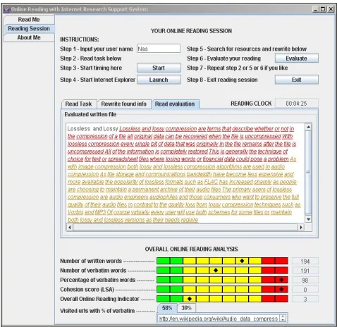Figure 4:  The sample output displaying online reading summary. 