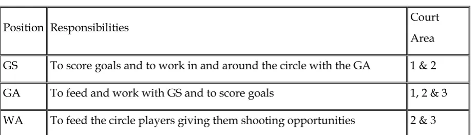 Table 5.1 Position Responsibilities Court 