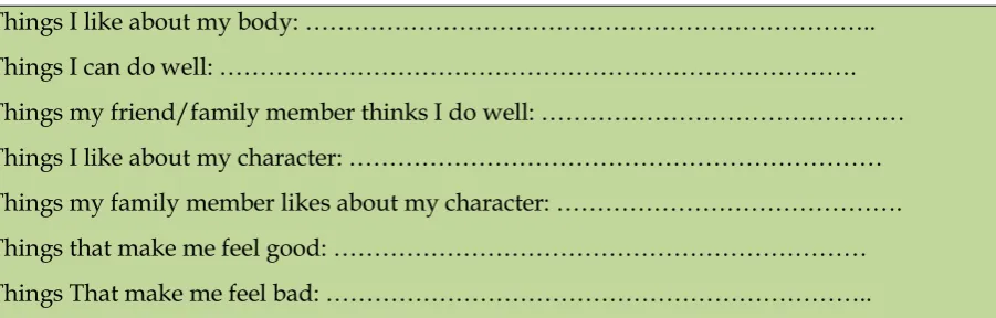 Table 3: Summary of ‘Myself’ 