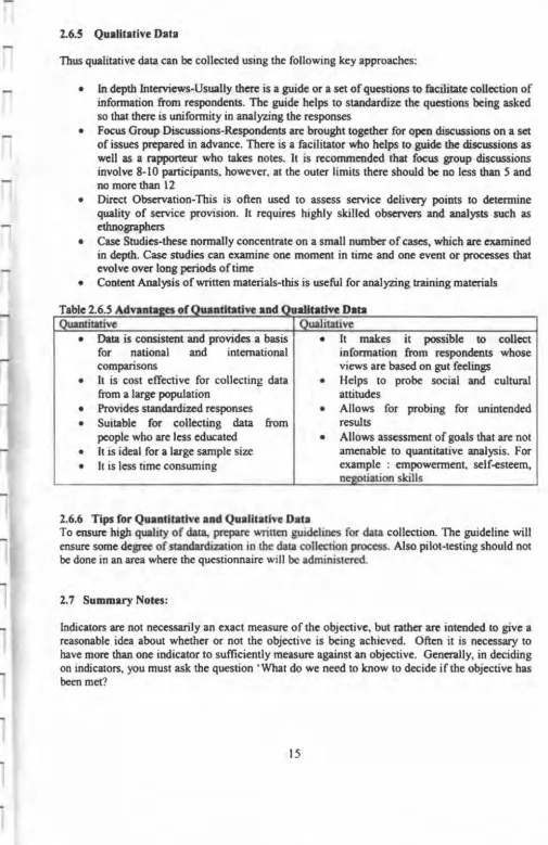 Table 2.6.5 Advantages of Quantitative and Qualitative Data Qualitative 