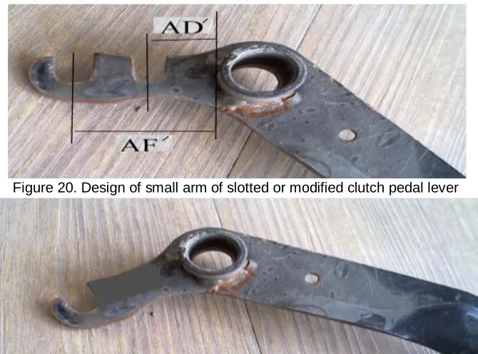 Figure 21. Design of the small arm of non-slotted and non-modified clutch pedal lever   Now, the comparison and calculation of force in levering the clutch system in the case of slotted and non-