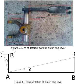 Figure 5. Size of different parts of clutch plug lever 
