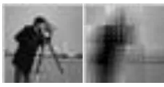 Figure 21. (a) Origonal image 32 × 32 and (b) Image obtained 32 × 32 