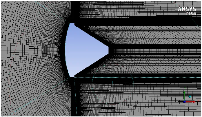 Fig 3: Meshing of FIRE II re-entry capsule. 