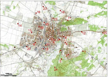 Figure 1. Location of sampling points on the city of Slupsk