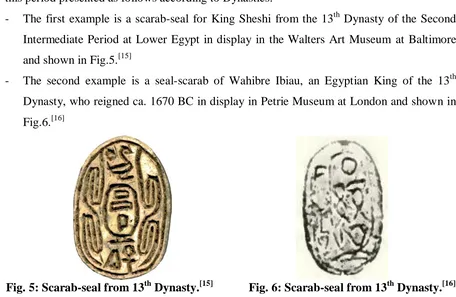 Fig. 5: Scarab-seal from 13                                                  th Dynasty.[15]