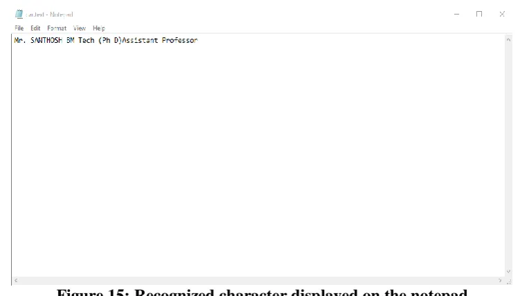 Figure 15: Recognized character displayed on the notepad 
