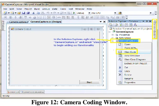 Figure 12: Camera Coding Window. 