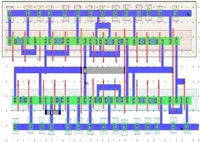 Fig 7:Layout of Full Adder Implemented by using Variable Body Biasing with Sleep Insertion Technique   
