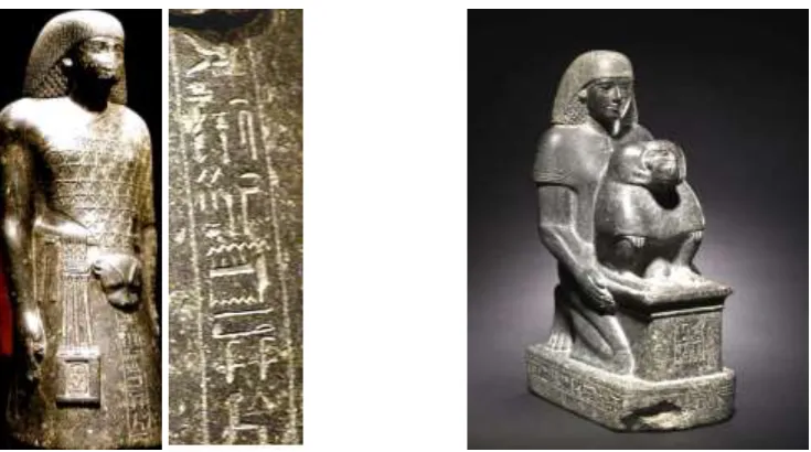 Fig. 27: Statue of Anen from 18th Dynasty.[39]    Fig. 28: Granodiorite statue from 18th Dynasty.[40] 
