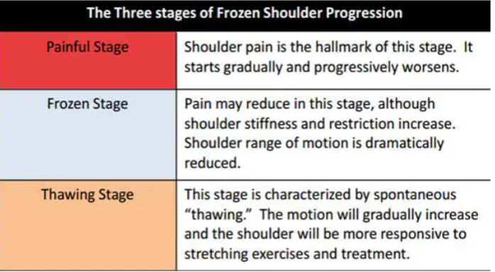 Figure 4: Three Stages of Frozen Shoulder Progression. 