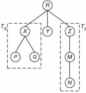 Figure 4.1: Schema tree, (v, v')-walk and v-subtree example 