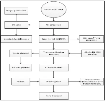 Fig. 1: Process flow chart for biodiesel production from palm-kernel Oil. 