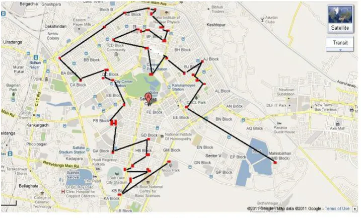 Fig 6: Spanning Tree among the GCUs in Salt Lake Municipality. 