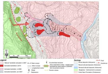 Fig. 4. Geomorphological map of the Zillona landslide.3 Figure 4. Geomorphological map of the Zillona landslide.