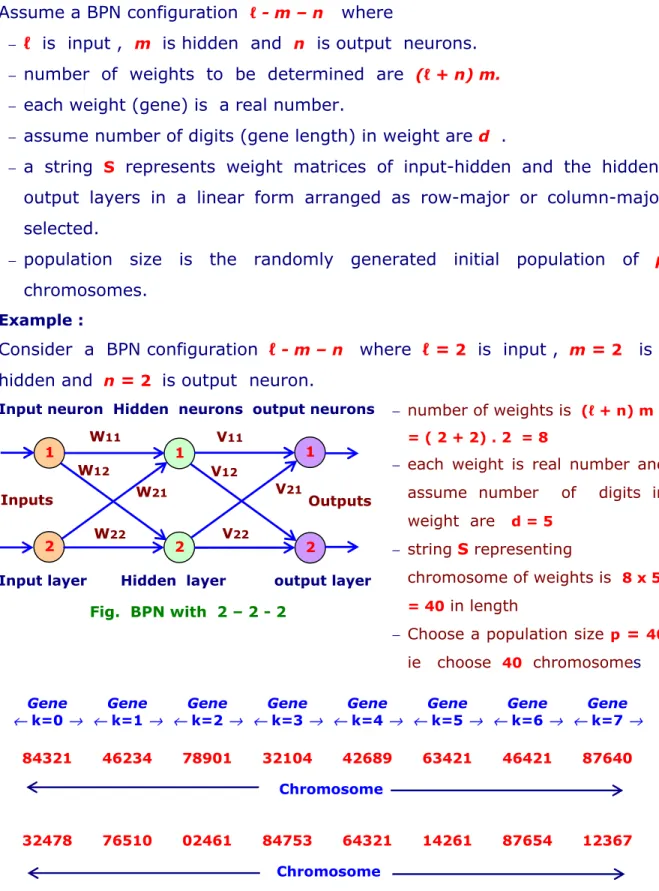 Fig.   Some randomly generated chromosome  made of 8 genes  representing 8 weights for BPN 