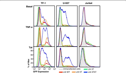 Figure 3 Double-variant 3T5T long terminal repeat (LTR) results in altered gene expression in the stably transfected cell lines