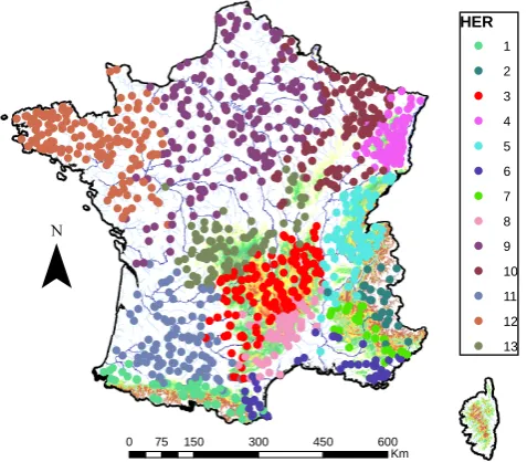 Fig. 2. Location of the gauging stations used in this study.