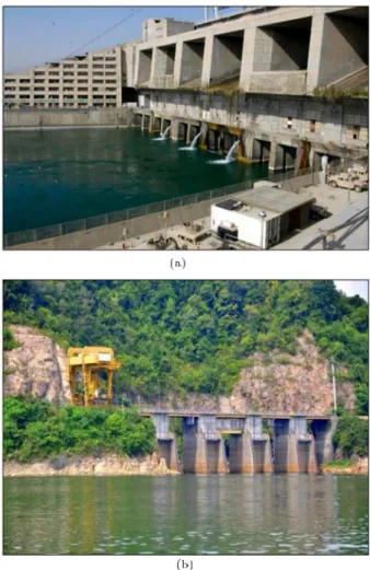 Figure 1. (a) Haditha Dam with spillway and