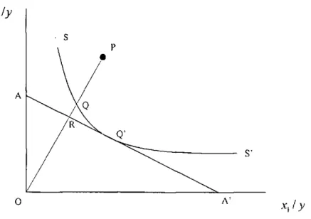 Figure 3.1 Farrell efficiency (Coelli étal, 1998) 