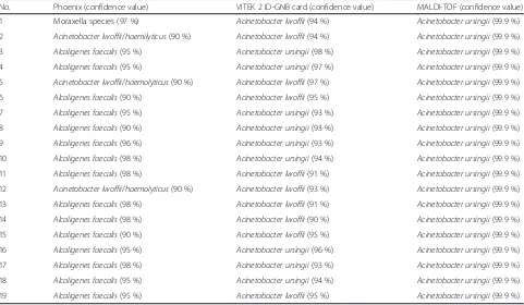 Table 3 Antimicrobial susceptibility profiles of the 19 Acinetobacter ursingii isolates