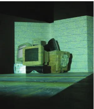 Figure 1: The artwork Hello zombies is a network  art installation that was exhibited as part of the  group exhibition show in Hong Kong with the theme 