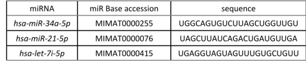 Table 1. MicroRNAs for QRT-PCR analysis in radiated cells. 