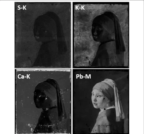 Fig. 5 Results obtained with MA-XRF. Selected distribution images obtained with MA-XRF showing the elemental intensity for every pixel
