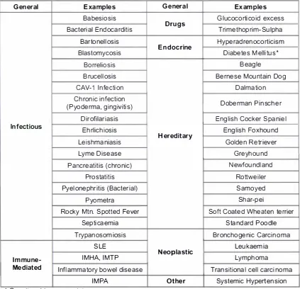 Table 1.1 Causes of Canine Glomerular Disease (Grant and Forrester 2001 b; Brunker 2005; Grauer 2005c; Vaden 2005; Maxie and Newman 2007; Newman et al 2007) 