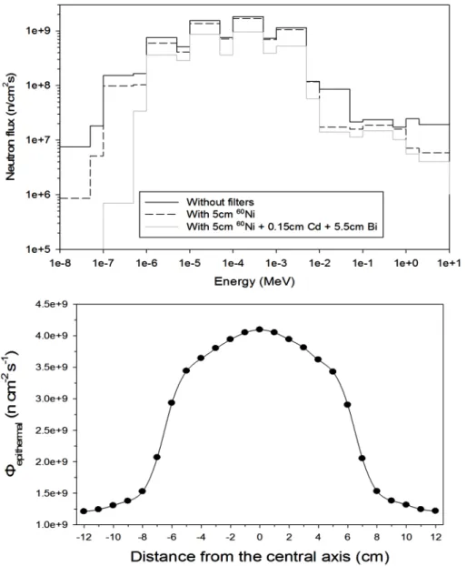 Figure  11.  The  proﬁle  of  the  Φ epithermal   in  front  of  the  suggested BSA modeling