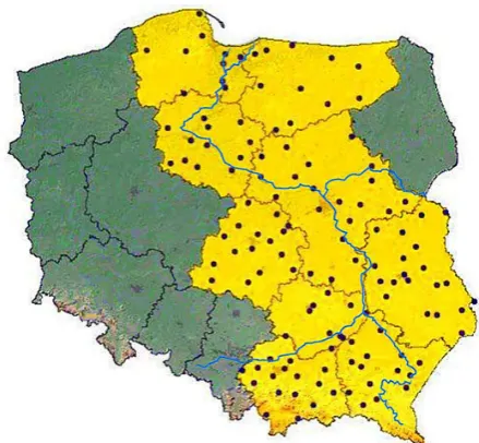 Table 1. Types of soils in Vistula river catchment