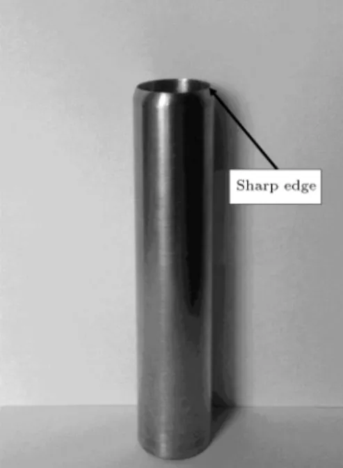 Figure 1. Cylindrical cutting tool. A stainless steel tube with inner and outer diameters of 22 mm and 25 mm was sharpened at one end