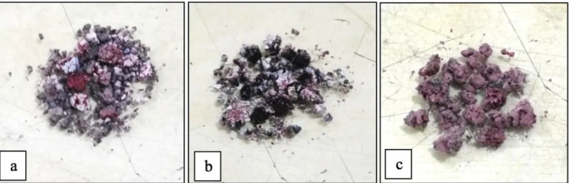 Figure 3. Catalyst after activation at calcination temperature (a) 300 °C, (b) 500 