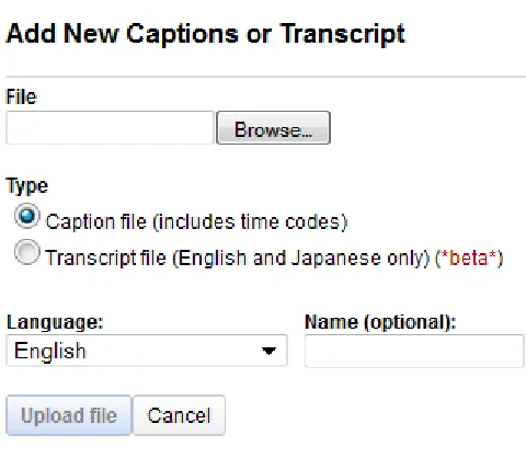 Figure 1.3: Adding and Editing Captions/subtitles using YouTube