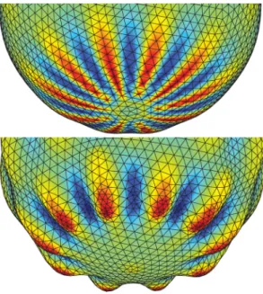 FIG. 4. (Color online) Evolution of a perturbed sphere of plasma for integrated surface charge Q = 25 and diffusion coefficient ε = 0.02