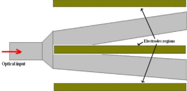 Fig. 3 Application of electrode region in the  Y-branched DOS. 