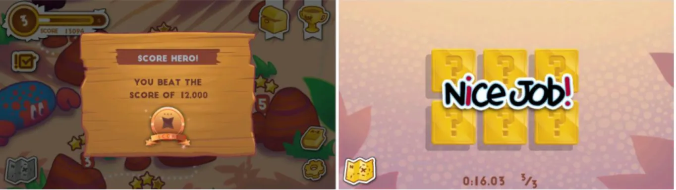 Figure 3.   Rememry screenshots (Point, Progress and game levels) 