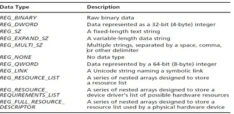 Table 1: Registry Data Types and Descriptions