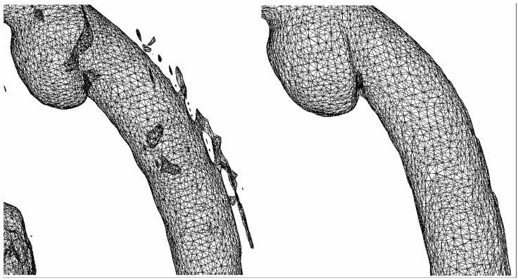Fig. 1. Model .STL before and after removing unnecessary objects. 