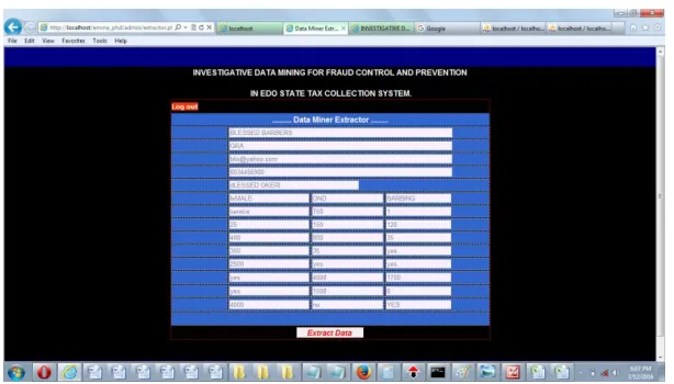 Figure 5: Screenshot of the developed Data Miner Extractor Interface 