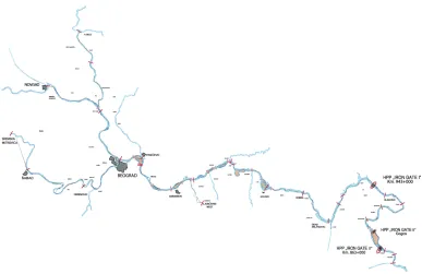 Fig. 5. Hydrographic network with the objects of the “Iron Gate” system  