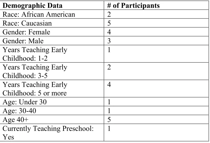 TABLE 4.1: DEMOGRAPHICAL DATA OF INTERVIEW PARTICIPANTS 