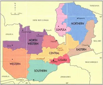 Figure 4.1 Source: Map of Zambia showing neighbouring countries and location of Solwezi http://www.zambia-mining.com/countryright
