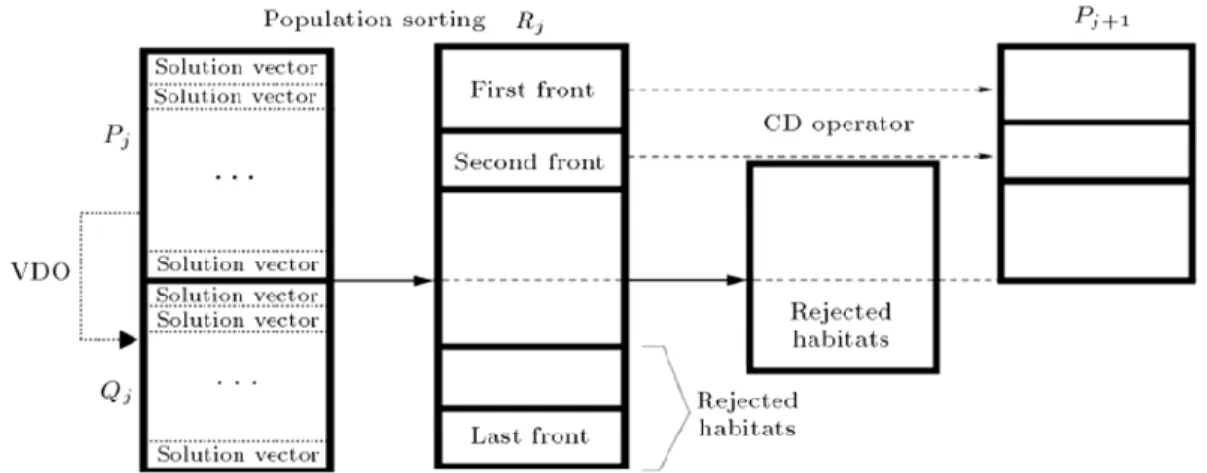 Fig 1. Evolution process in the MOVDO algorithm 