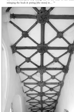 Fig. 2: North aisle ceiling, St Peter’s,Ugborough.There are more than 60bosses and half-bosses in the ceiling.