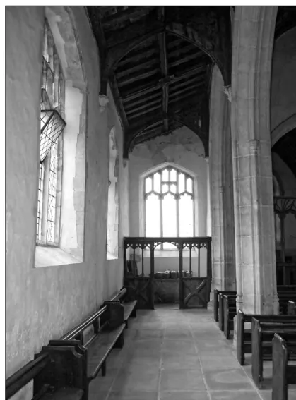 Fig. 1: All Saints, Snetterton, Norfolk.View down the north aisle, looking east.The church is from the fourteenth century,and the aisle a century later.The Norfolk Churches Trust took on this church in 1978, some time after it had been closed.(Gary Troughton)