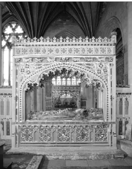 Fig. 2: Exeter Cathedral, tomb monument of Bishop Edmund Stafford (1419) with that of Bishop Walter Bronescombe (1280)in the background