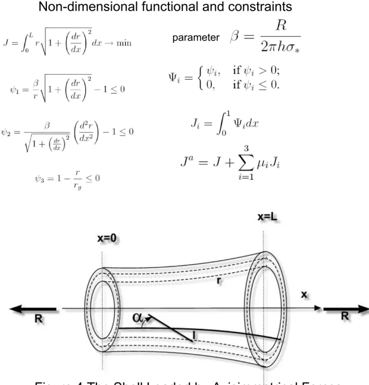 Figure 4 The Shell Loaded by Axisimmetrical Forces  Applied to the Free Ends