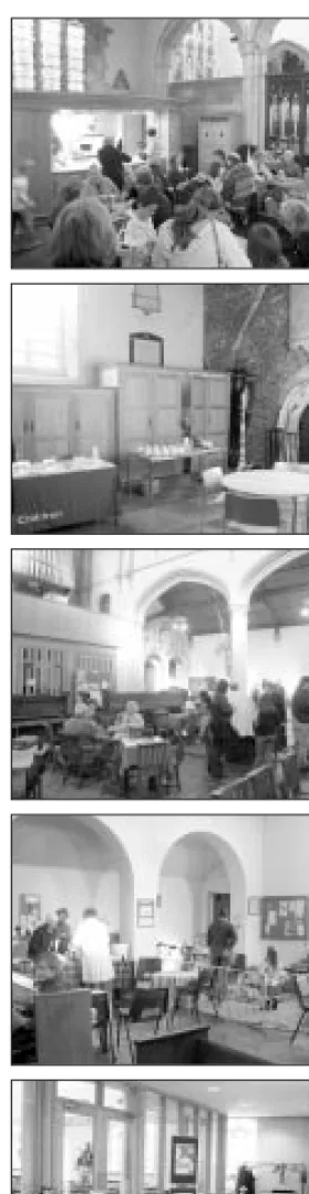 Fig. 37  Examples of refreshmentfacilities. From the top: St Thomas’s(open to the public on Saturdays),St Martin’s, St Mark’s, St Michael’s,the Methodist church (open to thepublic each morning).