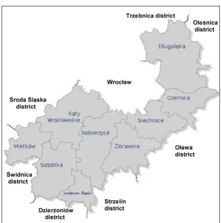 Figure 1. Map of the Wrocław district [The Wrocław District Development Strategy, 2012].
